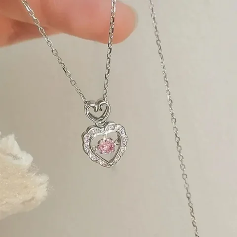 Collar coreano de moda con forma de corazón para mujer, colgante de circón de cristal, cadena hasta la clavícula, joyería de regalo de fiesta romántica elegante 5