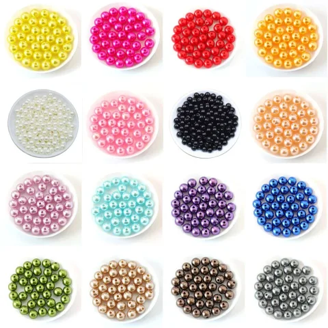 50-1000 Uds. Con agujero ABS perla de imitación 4/6/8/10/12MM cuentas espaciadoras acrílicas de plástico redondas para hacer hallazgos de joyería DIY