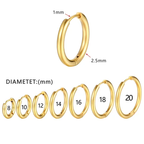LATS 2024 nuevos pendientes de aro pequeños simples de acero inoxidable para mujeres y hombres de 8mm a 20mm cartílago redondo Piercing en la oreja joyería de moda