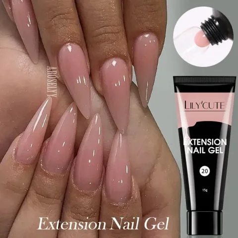LILYCUTE-esmalte de uñas de Gel de extensión rápida, 15ML, Color blanco leche desnuda, extensión de dedo, cristal acrílico, barniz de Gel duro de construcción