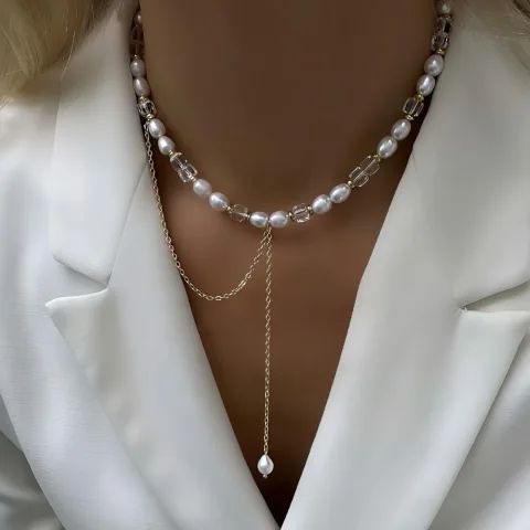 Nuevo Gargantilla Irregular, collar con colgante de corazón de circón y borlas Vintage para mujer, cadena de cristal transparente barroco geométrico