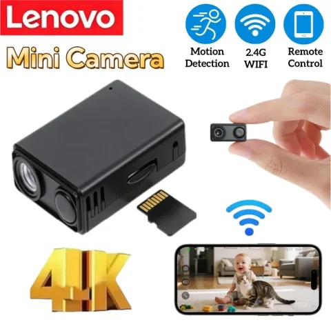 Cámara Lenovo 4K WiFi Inalámbrica con Visión Nocturna, Detección de Movimiento Remota, Cámaras de Seguridad, Protección y Vigilancia Interior