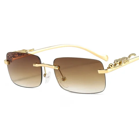 Gafas de sol rectangulares sin montura para hombre y mujer, lentes de sol de estilo Retro, guepardo, a la moda, UV400, para verano y exteriores, 1 unidad