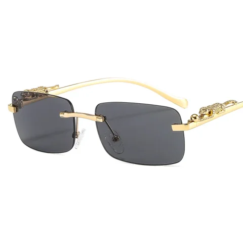 Gafas de sol rectangulares sin montura para hombre y mujer, lentes de sol de estilo Retro, guepardo, a la moda, UV400, para verano y exteriores, 1 unidad