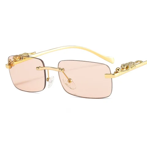 Gafas de sol rectangulares sin montura para hombre y mujer, lentes de sol de estilo Retro, guepardo, a la moda, UV400, para verano y exteriores, 1 unidad 3