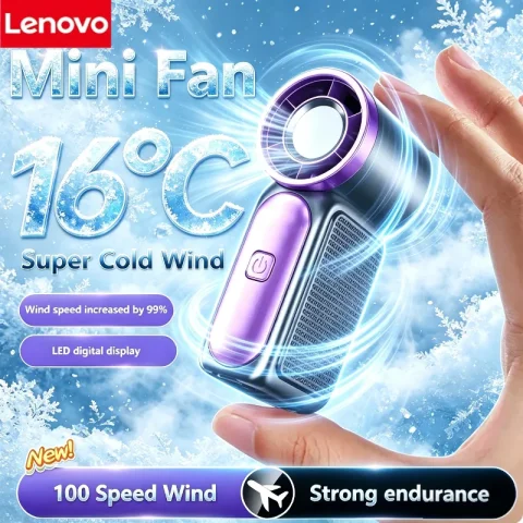 Mini ventilador portátil Lenovo, ventilador de mano para exteriores, ventiladores de refrigeración recargables tipo C, adecuados para dormitorio de estudiantes, verano, hogar y oficina