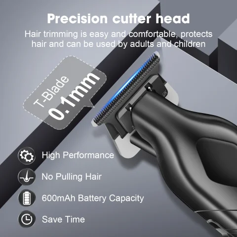 Cortadora de Pelo Profesional Hiena 212, Set de Cortadora de Pelo para Hombre, Recortadora de Pelo Eléctrica Inalámbrica de Metal para Barberos, Pantalla LCD 3