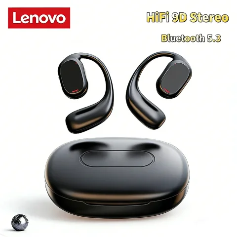 Lenovo Nuevos Auriculares Deportivos de Conducción Ósea Bluetooth 5.3 Inalámbricos con Gancho para la Oreja, Auriculares HiFi Estéreo con Control Táctil y Cancelación de Ruido
