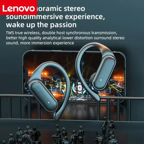 Lenovo A520 Auriculares inalámbricos Bluetooth, mini auriculares con control táctil, sonido estéreo HD, luz LED integrada, auriculares portátiles 4