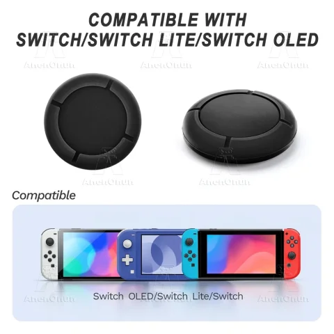 Funda de Repuesto para Joystick Joycon para Switch/Switch Lite/Switch OLED, Empuñadura Premium para el Pulgar, Cubierta Protectora de Silicona Antideslizante - Negro