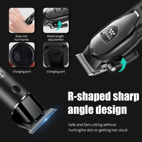 Kit de Cortadora de Pelo Hiena para Hombre, Afeitadora Eléctrica, Recortadora de Pelo Profesional con Pantalla Digital LCD