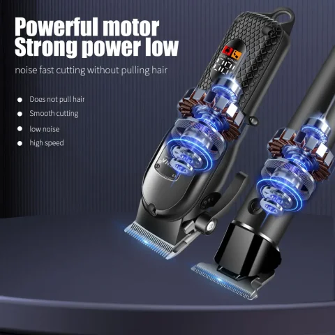 Kit de Cortadora de Pelo Hiena para Hombre, Afeitadora Eléctrica, Recortadora de Pelo Profesional con Pantalla Digital LCD 5