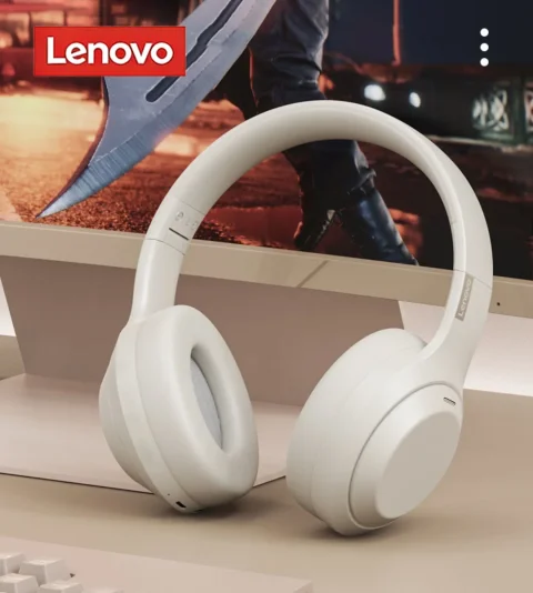 Auriculares Bluetooth originales Lenovo, auriculares inalámbricos plegables para ordenador, auriculares estéreo HIFI con cancelación de ruido para videojuegos