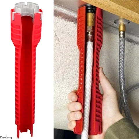 Llave de tubo 8 en 1, herramientas de reparación de fregadero de cocina antideslizantes, llave de montaje de grifo de baño, llave de INSTALACIÓN DE FONTANERÍA