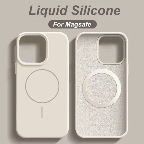 Funda de teléfono Magsafe Original con sensación de piel de lujo para iPhone 17 16 Pro Max 15 14 13 12 Plus, Funda de silicona con cargador inalámbrico