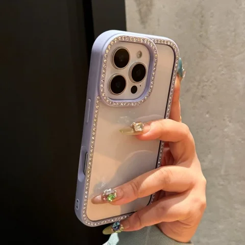 Funda de teléfono transparente de lujo con joyas de diamantes para iPhone 11, 12, 13, 14, 15, 16, 17 Pro Max Plus, funda trasera con purpurina de aire
