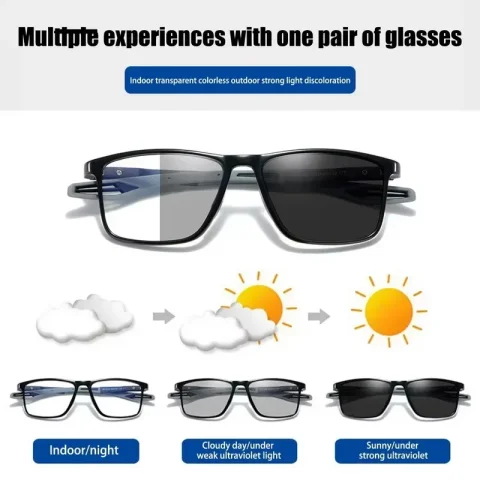 Gafas fotocromáticas ultraligeras para hombre, montura TR90, gafas para miopía, gafas de sol Vintage que cambian de Color para hombre y mujer, gafas de 0 a 4,0