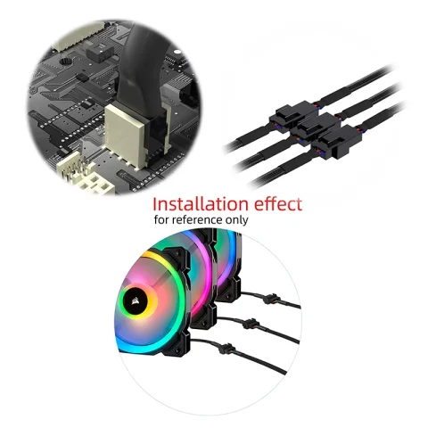 Cable Divisor de Ventilador PWM Cylarix para PC, 4 Pines, 1 a 4 Vías, Cable Adaptador de Extensión de Alimentación para Ventilador, Cable Trenzado con Funda Negra, 27 cm/10.5 Pulgadas 4