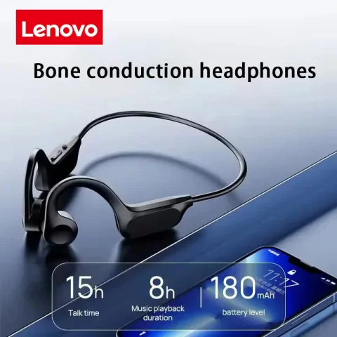 Auriculares Originales Lenovo True Bone Conduction, IPX8, Bluetooth 5.3, Inalámbricos, con Micrófono, Resistentes al Agua, para Ejercicio y Fitness