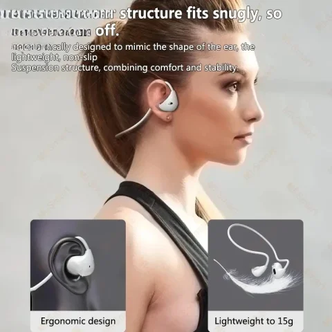 Auriculares Deportivos Inalámbricos Lenovo con Gancho para la Oreja, Auriculares de Conducción Ósea con Sonido Envolvente y Micrófono, Diseño para Correr 5