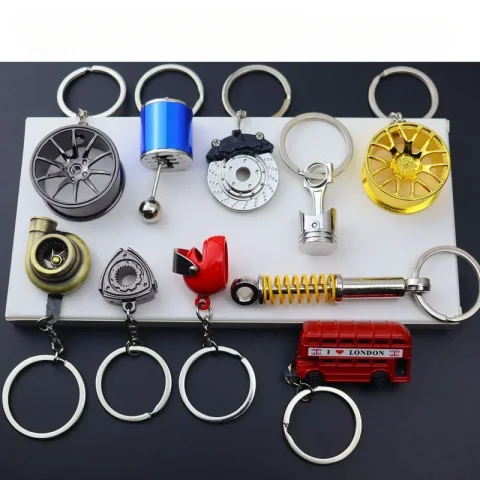 Accesorios creativos de Metal para coche, llavero de aleación de Zinc Turbo, caja de cambios, cubo, disco de freno, colgante, llavero para hombre, regalo de cumpleaños para papá