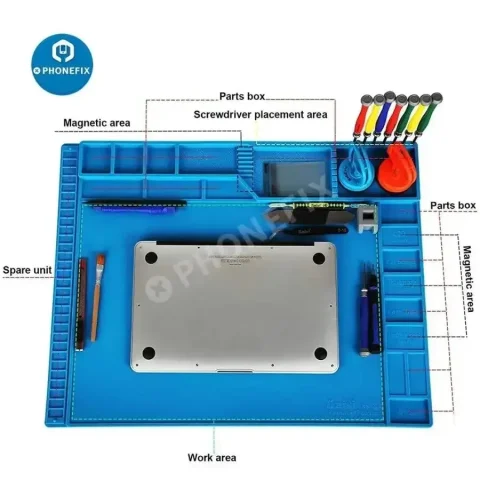 Estera de silicona para soldadura ESD antiestática, estera de trabajo de aislamiento resistente al calor, Kit de estación de soldadura, plataforma de mantenimiento de almohadilla de reparación