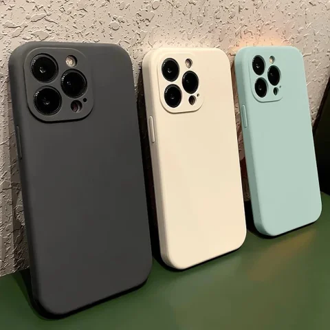 Funda de teléfono de silicona líquida Original de lujo para iPhone 11 12 13 14 15 16 17 Pro Max Air Plus XS X XR fundas de parachoques suaves