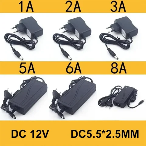 Adaptador de Corriente Universal AC 110-240V DC 12V 1A 2A 3A 5A 6A 8A, Cargador para Tiras de Luces LED, CCTV, UE y EE. UU.