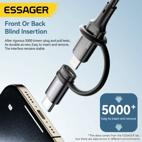 Essager iluminación a tipo C adaptador 3A carga rápida IOS hembra a conector macho tipo C para IPhone 15 14 13 Pro IPad Converter 3