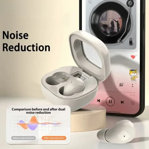 Audífonos Inalámbricos Bluetooth 5.3 Lenovo SK19 Mini, Audífonos Invisibles para Dormir, para Huawei Xiaomi, con Reducción de Ruido 3