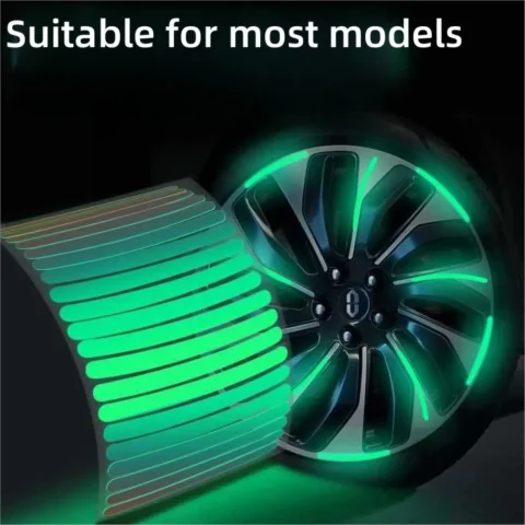 20 piezas pegatina reflectante para cubo de rueda de coche, tiras reflectantes luminosas para llanta de neumático para conducción nocturna, pegatina para rueda de motocicleta y bicicleta