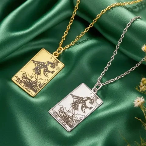 Dawapara-collar de cartas de Tarot para mujer, collar de acero inoxidable, amuleto de riqueza, Tarot clásico, joyería de adivinación de arcanos principales