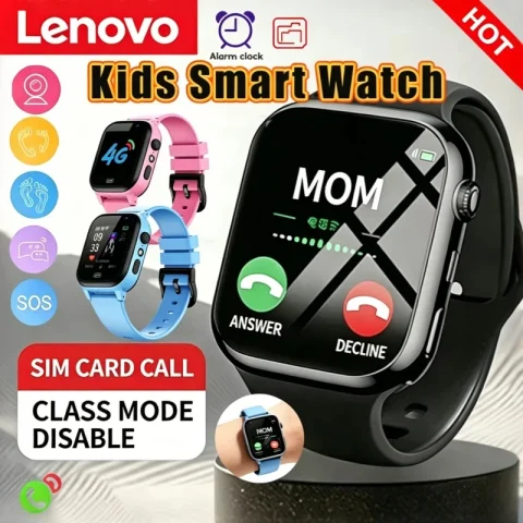 Reloj Inteligente Lenovo para Niños con GPS, SOS, Videollamada, Cámara HD, Resistente al Agua, Compatible con Tarjeta SIM, Auriculares, Regalo para Niños y Niñas 2026