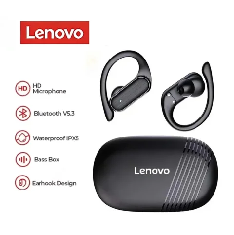 Auriculares inalámbricos originales Lenovo para negocios, auriculares con gancho para la oreja, auriculares HIFI con cancelación de ruido y micrófono, auriculares deportivos para juegos
