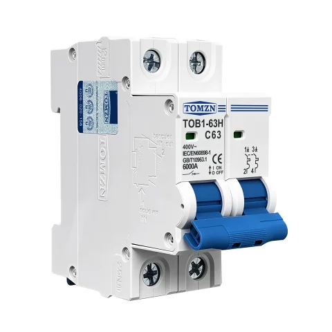 TOMZN 2P AC MCB TOB1-63 C Tipo 230/400V ~ 50Hz/60Hz Mini disyuntor 6A 10A 16A 20A 25A 32A 40A 50A 63A 5