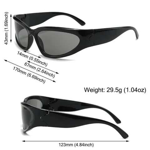 1 unidad de gafas de sol Y2K para ciclismo, gafas de sol para deportes al aire libre, gafas de sol futuristas Millennium, protección UV, gafas para disparar en la calle, gafas para conducir 5