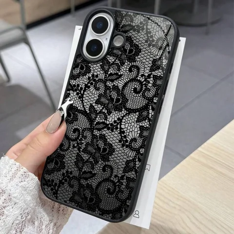 Funda de silicona con exquisito patrón de encaje para iPhone 18 17 16 15 14 13 12 11 Pro Max Plus, funda suave para iPhone Air 16E XS X XR