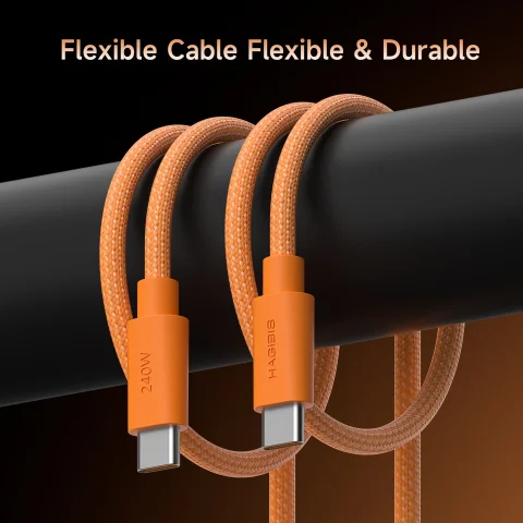 Cable USB C a USB C Hagibis, Cable de Carga Rápida Tipo-C de 240W, Conector de Cuña, Cable Cargador PD3.1 para iPhone 17 Pro Max, Tablet, Carplay 3