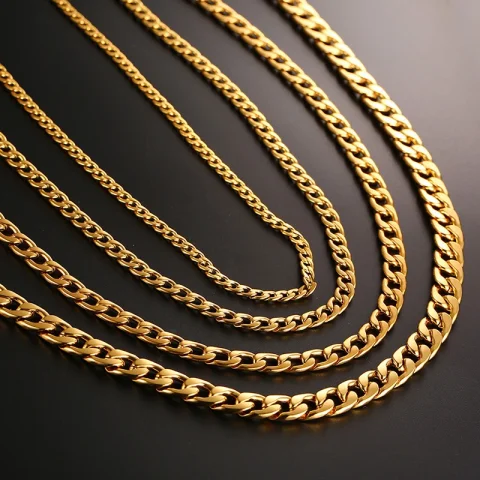 Vnox-Collar de cadena de eslabones cubanos para hombre, gargantilla masculina de Color dorado negro de acero inoxidable, regalos para él