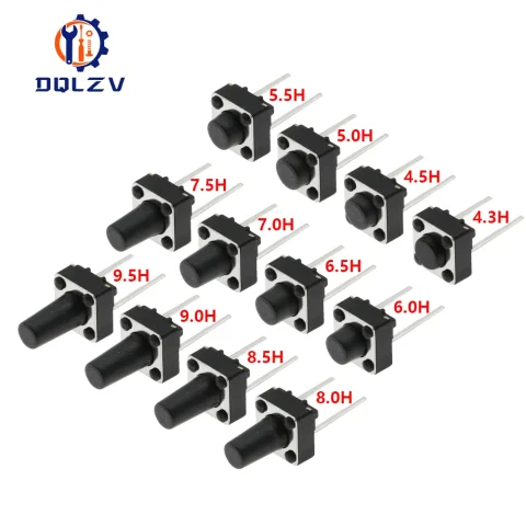 Interruptor de botón táctil 12V cobre 2PIN DIP2 SMD Micro interruptor 6X6X5 4,3 5 5,5 6 7 8 9 10 11 12 13 15MM TV juguetes botón de uso doméstico