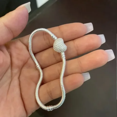 Venta caliente de alta calidad auténtica Plata de Ley 925 pulseras de cadena de serpiente marca encanto pulsera Pandor para joyería de mujer