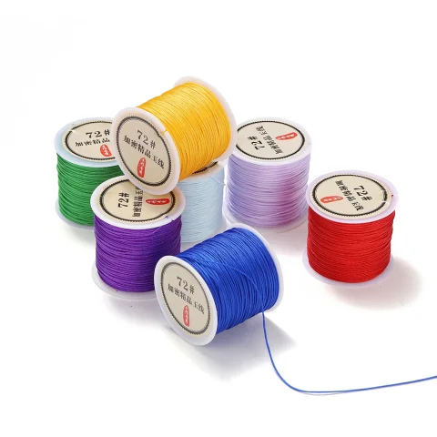 Cordón de hilo de nailon de 10/50M y 0,8mm, cuerda de macramé, pulsera, cuerda trenzada para bricolaje, borlas, cuentas, accesorios para hacer joyas