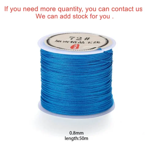Cordón de hilo de nailon de 10/50M y 0,8mm, cuerda de macramé, pulsera, cuerda trenzada para bricolaje, borlas, cuentas, accesorios para hacer joyas