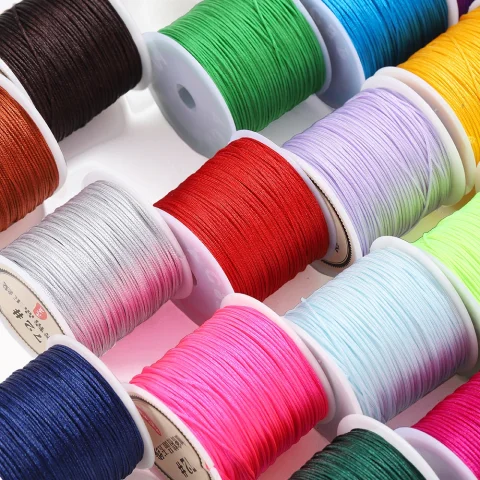 Cordón de hilo de nailon de 10/50M y 0,8mm, cuerda de macramé, pulsera, cuerda trenzada para bricolaje, borlas, cuentas, accesorios para hacer joyas 3