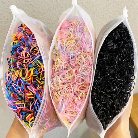 Paquete de 1000 unidades de gomas elásticas pequeñas y coloridas para niñas, para sujetar el cabello en coletas, accesorios de moda para el cabello.
