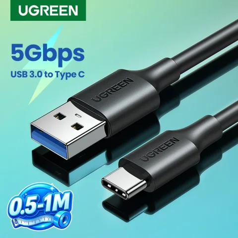 Cable USB C UGREEN de 5 Gbps USB 3.0 Tipo-C 3A 18W para iPhone 17/16/15, iPad, Samsung S26/25, M2 SSD NVME, Cable de Datos USB 3.0 de 5 Gbps, 0.5/1M