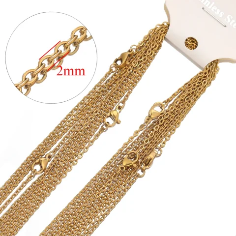 Cadenas de eslabones de acero inoxidable, collares cruzados cubanos, accesorios para regalos de bricolaje, fabricación de joyas, venta al por mayor, 50cm, 10 unidades por lote 3