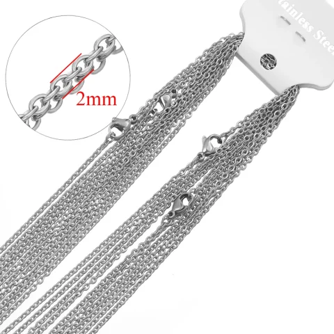 Cadenas de eslabones de acero inoxidable, collares cruzados cubanos, accesorios para regalos de bricolaje, fabricación de joyas, venta al por mayor, 50cm, 10 unidades por lote 4