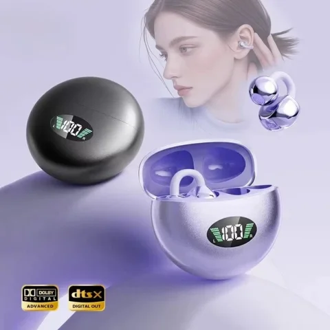 Auriculares inalámbricos Bluetooth deportivos originales Lenovo con clip para la oreja, de diseño abierto, baja latencia, cancelación de ruido, pantalla LED, modo de juego y música.