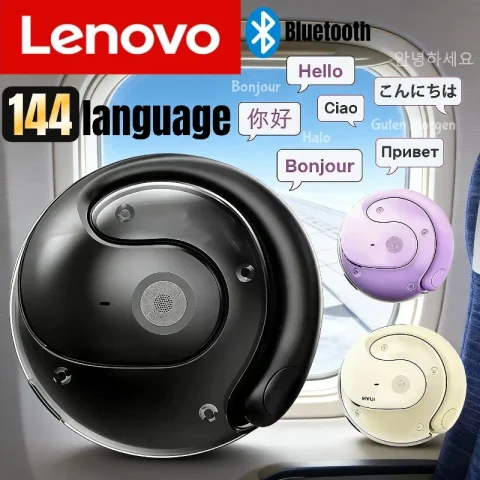 Auriculares inalámbricos Bluetooth AI Lenovo T2, traducción de idiomas en tiempo Real, auriculares con traductor para reuniones de negocios, 144 idiomas